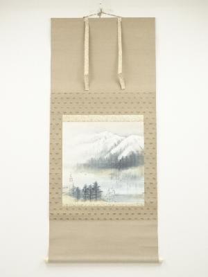 古谷一晁筆　冬景　肉筆紙本掛軸（保護箱）